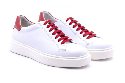 Sneakers in pelle bianco-rossa