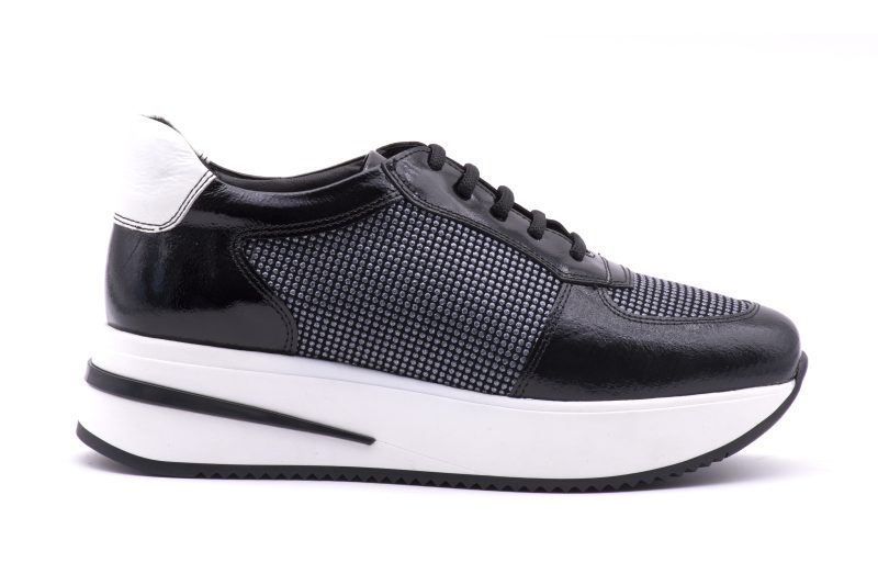 Sneaker Platform in Pelle e Tessuto