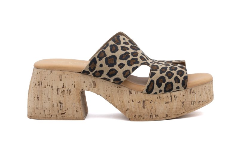 Sandalo Leopard con zeppa