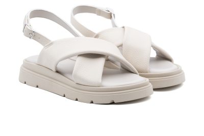 Sandalo incrociato in nappa con fibbia