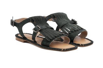 Sandalo con frange in pelle suede