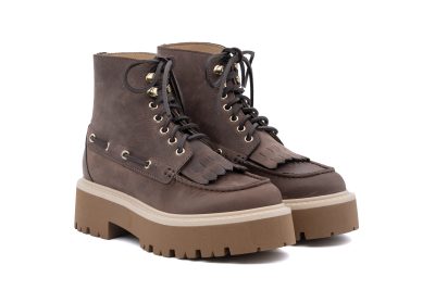 Stivale in pelle Platform con frange