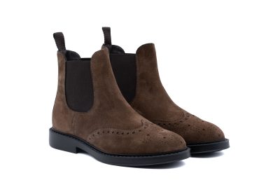Stivaletto Chelsea con Brogue in Camoscio