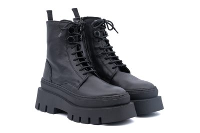 Stivaletto Stringato Platform in pelle