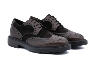 Derby brogue in pelle e camoscio
