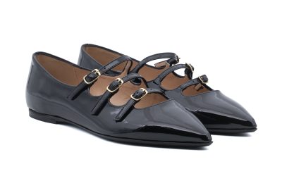 Ballerina flat a punta con triplo cinturino