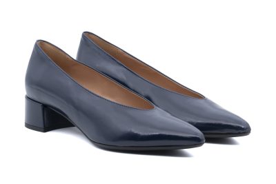 Décolleté accollata in Pelle Blu Notte